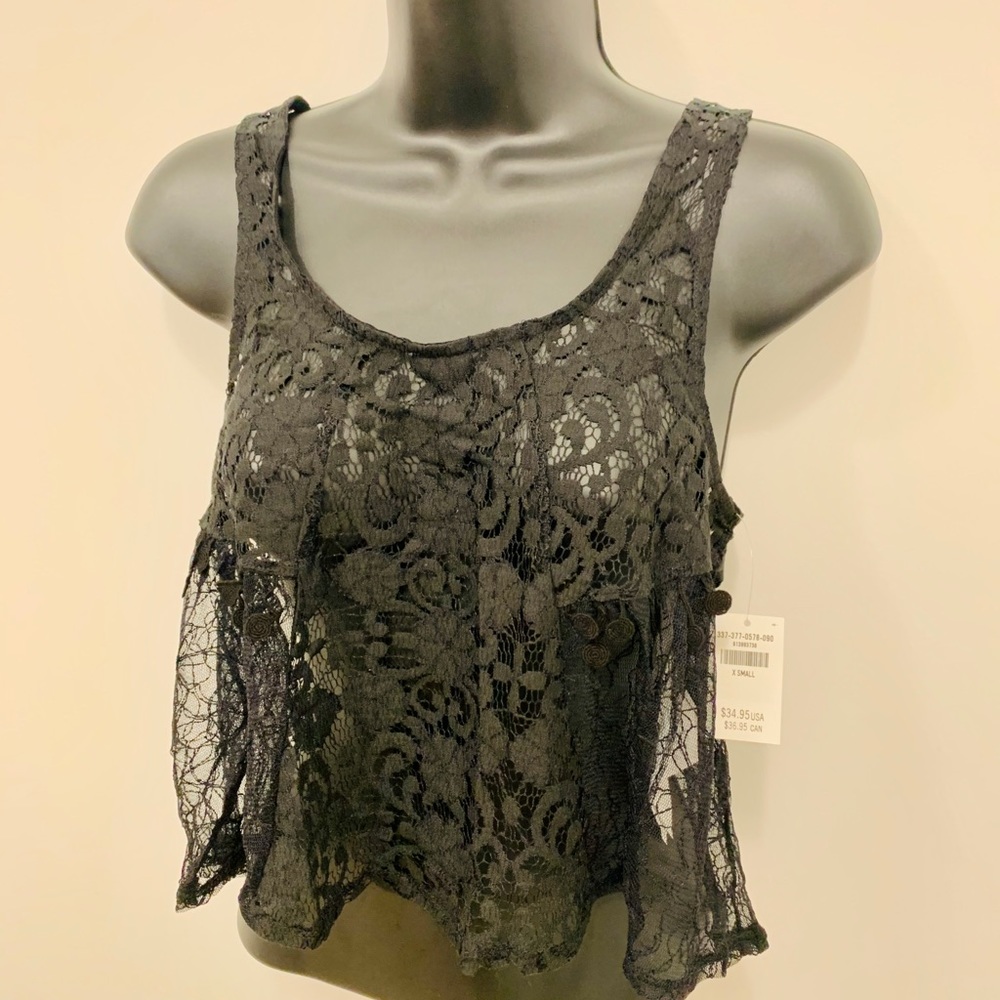 Hollister black lace crop top